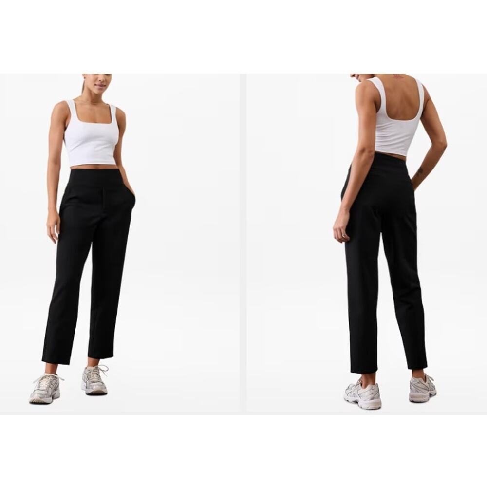 Athleta Black Cropped Straight-Leg Pants